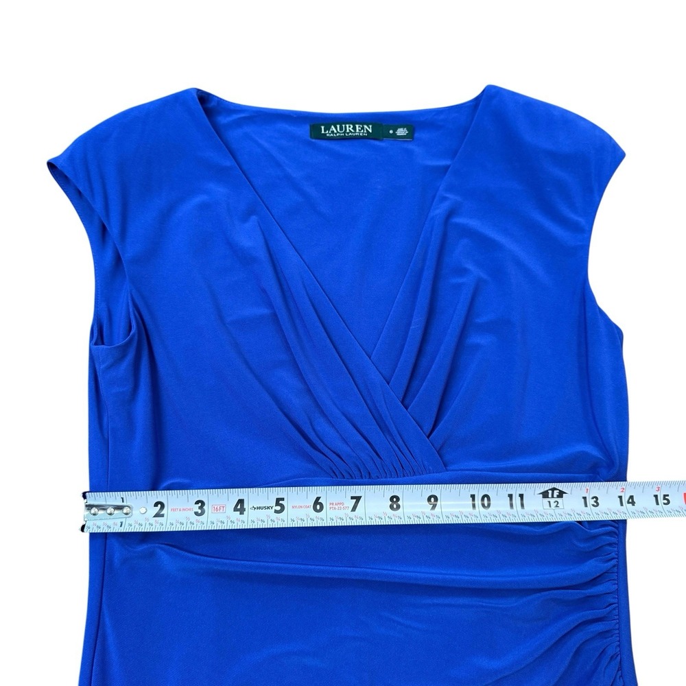 Lauren Ralph Lauren Faux Wrap Sheath Royal Blue Dress Size 6 #325 - Picture 5 of 8